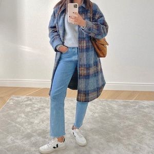 New zara check wool shacket coat blogger style